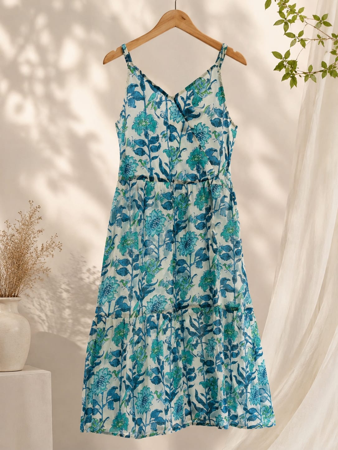 Azure Bloom Cotton Dress