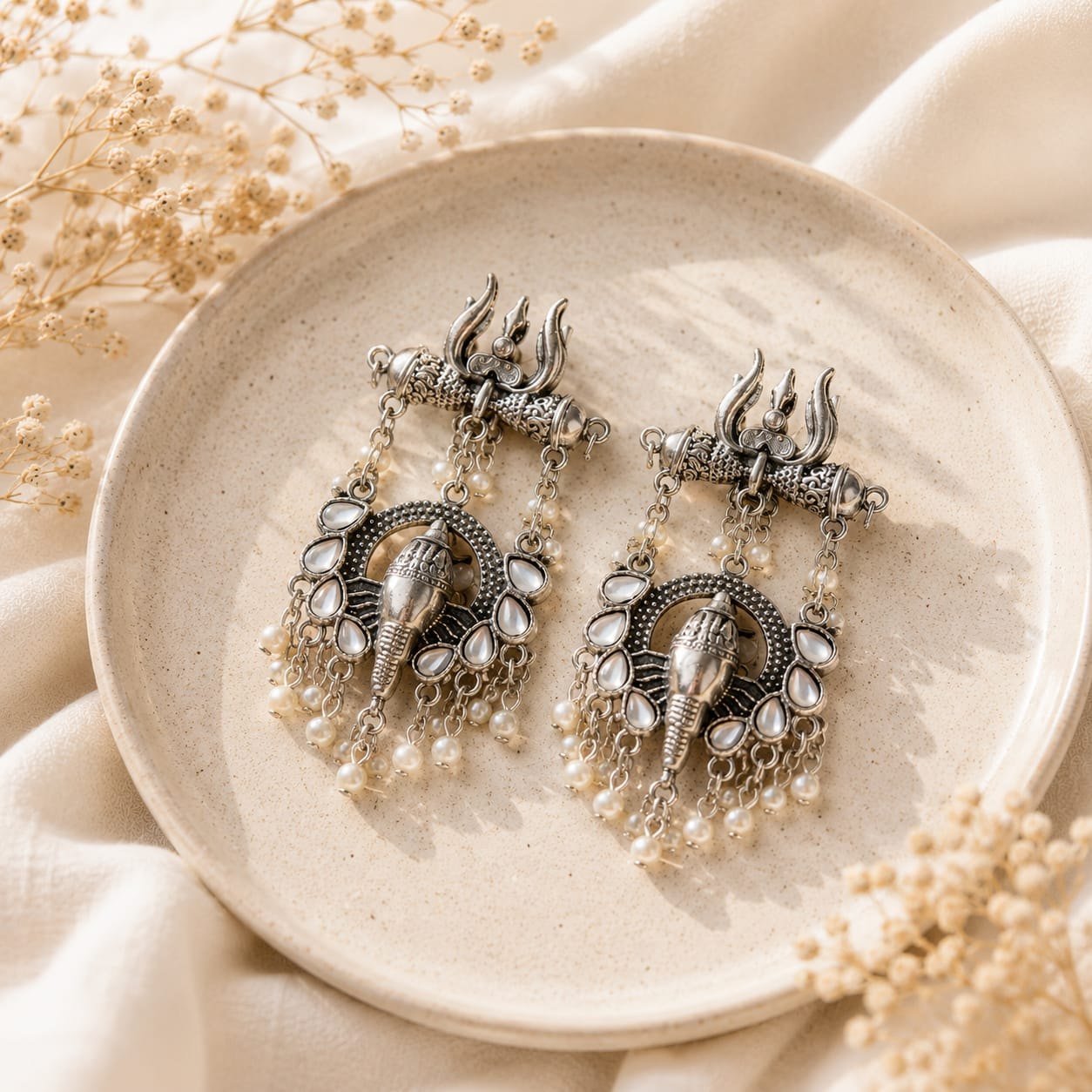 Trishul Elephant Earrings