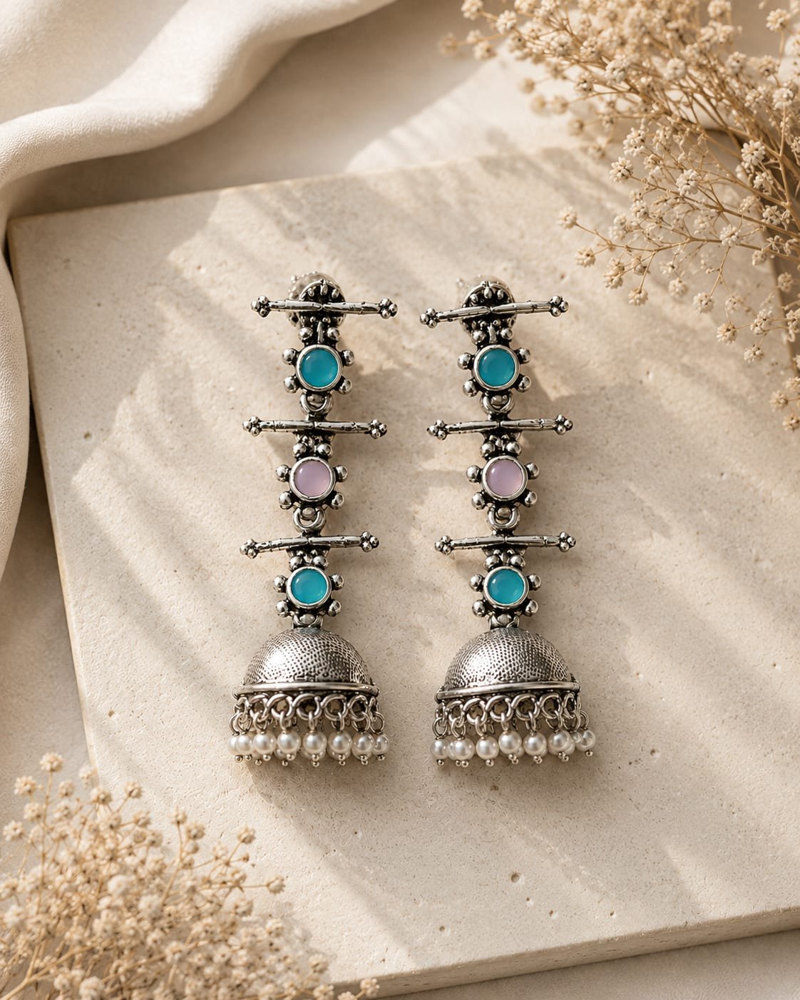 Turquoise Pearl Jhumka
